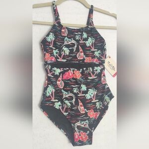 Salt Life Ocean Drift Youth One Piece Swimsuit Size Y10‎ Color Black